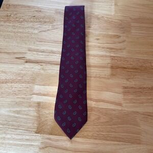 Vintage Robert Talbott Paisley Silk Hand Sewn Burgundy Blue Men's Necktie